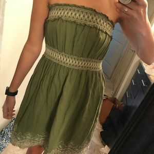 Green strapless sundress